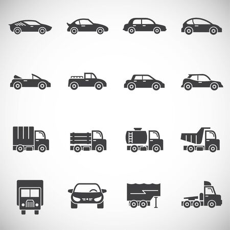 Car icons set on background for graphic and web design. Creative illustration concept symbol for web or mobile app.のイラスト素材