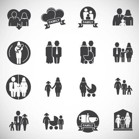 Family related icons set on background for graphic and web design. Creative illustration concept symbol for web or mobile appのイラスト素材