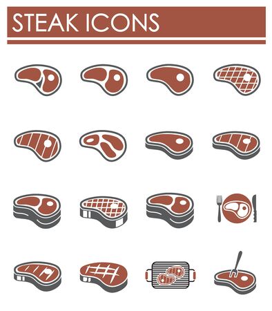Steak related icons set on background for graphic and web design. Creative illustration concept symbol for web or mobile app.のイラスト素材