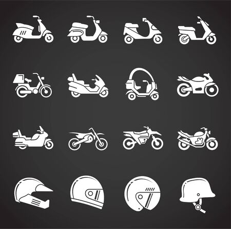 Motorcycle related icons set on background for graphic and web design. Creative illustration concept symbol for web or mobile app.のイラスト素材