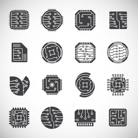 Circuits related icons set on background for graphic and web design. Creative illustration concept symbol for web or mobile app.のイラスト素材