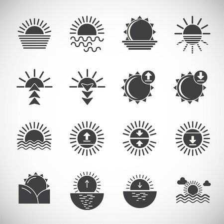Sunset sunrise related icons set on background for graphic and web design. Creative illustration concept symbol for web or mobile appのイラスト素材