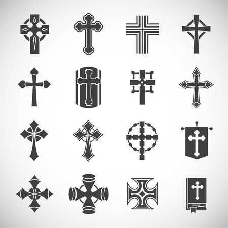 Cross icons set on background for graphic and web design. Creative illustration concept symbol for web or mobile app.のイラスト素材