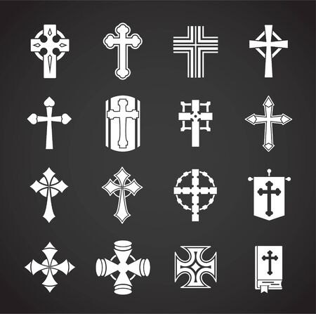 Cross icons set on background for graphic and web design. Creative illustration concept symbol for web or mobile app.のイラスト素材