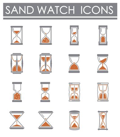 Sand watch related icons set on background for graphic and web design. Creative illustration concept symbol for web or mobile appのイラスト素材
