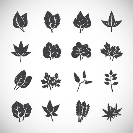Leaf related icons set on background for graphic and web design. Creative illustration concept symbol for web or mobile app.のイラスト素材