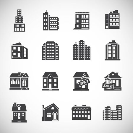 Estate related icons set on background for graphic and web design. Creative illustration concept symbol for web or mobile app.のイラスト素材
