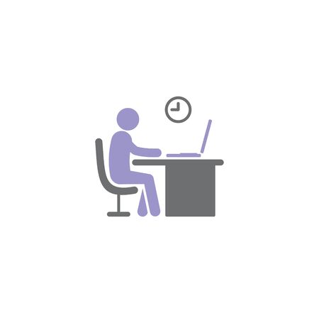 Businessman and computer related icon on background for graphic and web design. Creative illustration concept symbol for web or mobile appのイラスト素材