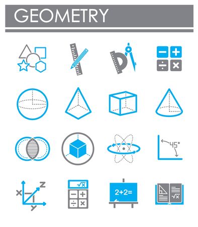Geometry related icons set on background for graphic and web design. Creative illustration concept symbol for web or mobile app.のイラスト素材