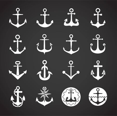 Anchor icons set on background for graphic and web design. Creative illustration concept symbol for web or mobile app.のイラスト素材