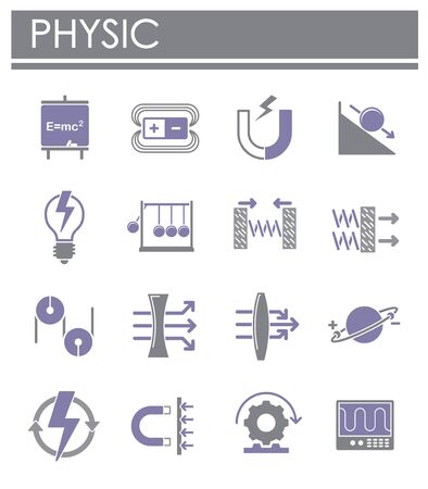 Physics related icons set on background for graphic and web design. Creative illustration concept symbol for web or mobile app.のイラスト素材