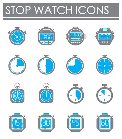 Stopwatch related icons set on background for graphic and web design. Creative illustration concept symbol for web or mobile app.のイラスト素材