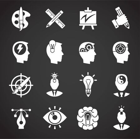 Creativity and inspiration related icons set on background for graphic and web design. Creative illustration concept symbol for web or mobile app.の写真素材