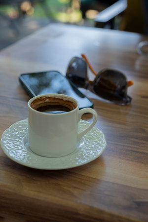 cup of coffee on table in cafe ,Morning lightの写真素材