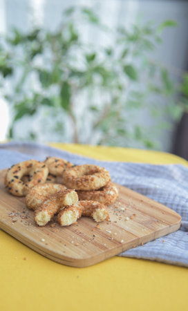 Small pure cookies. traditional turkish simit. close up