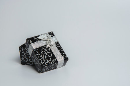 Black Gift Box isolated on white background.の写真素材