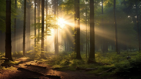 Rays of the sun through the trees.Beautiful Sunset conceptの素材