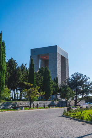 Canakkale, Turkey - August 18, 2024, Anakkale Martyrs' Monument, It was built in 1915 in memory of the Turkish soldiers who lost their lives in the Gallipoli Campaign during World War I.の写真素材