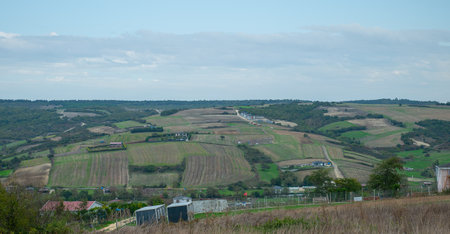 A view from above showing a vast green field in Catalca,Turkey.