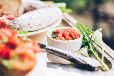 tomato with spinachの写真素材