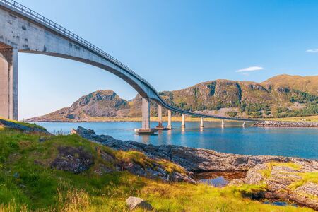 View of Runde island across the bridge. Norwayの写真素材