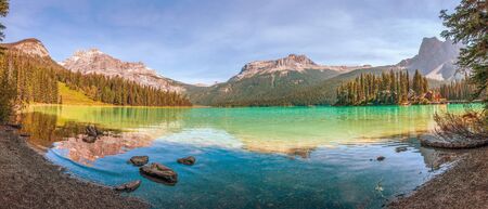 Panoramic view of Emerald Lake. Yoho National Park. British Columbia. Canadaの写真素材