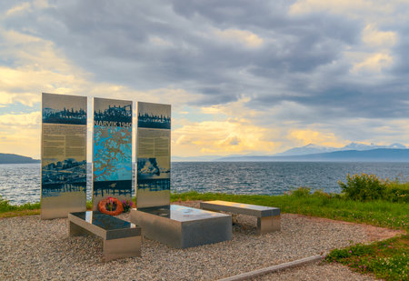 Narvik, Norway - July 16, 2014: Monument of War in 1940 in Narvik on Highway E6のeditorial素材