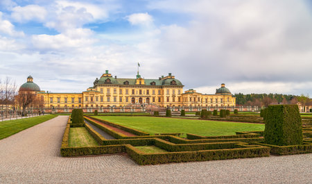 Stockholm. Sweden May 3, 2014. Drottningholm Palace and baroque garden on the island Lovon. Lake Malarのeditorial素材