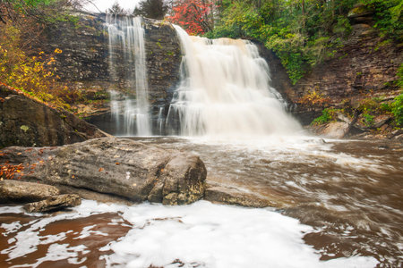 Muddy Creek Falls in autumn. Swallow Falls State Park. Oakland. Marylandの写真素材