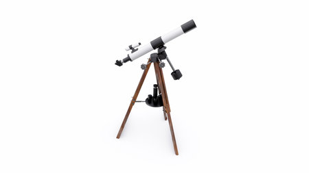 Telescope isolated on white background. 3d render image.の写真素材