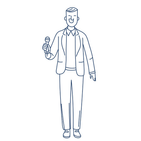 Journalist with microphone cartoon vector illustration graphic design vector illustration graphic designのイラスト素材