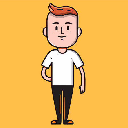 Vector illustration of a man in casual clothes standing with hands on hips.のイラスト素材
