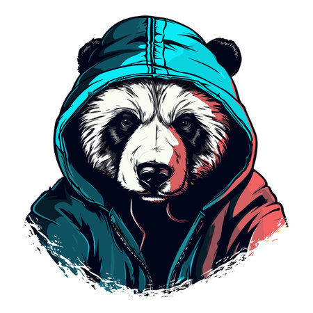 Portrait of a bear in a winter jacket. Vector illustration.のイラスト素材