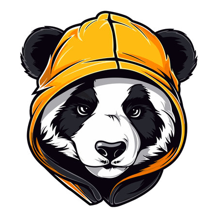 Panda head in a helmet. Vector illustration on white background.のイラスト素材