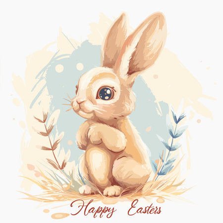 Easter greeting card with cute bunny. Vector illustration for your designのイラスト素材