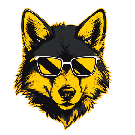 Wolf head with sunglasses. Vector illustration for t-shirt and other uses.のイラスト素材
