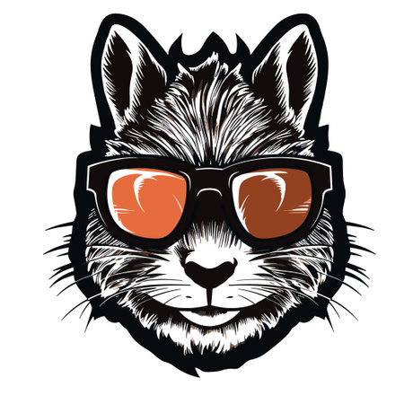 Vector image of a squirrel wearing sunglasses isolated on a white background.のイラスト素材