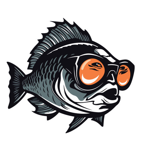 Illustration of a big fish in sunglasses on a white background.のイラスト素材