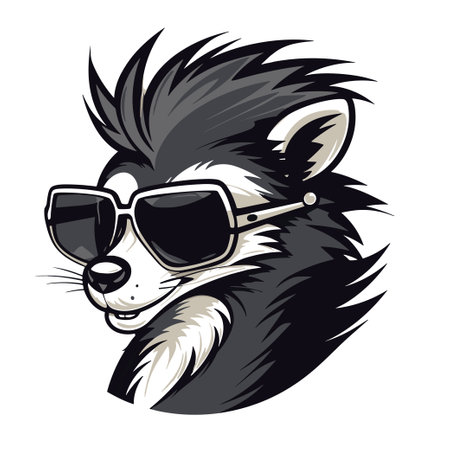 skunk head in sunglasses. Vector illustration for your design.のイラスト素材