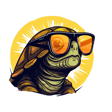 Turtle with sunglasses. Vector illustration of a turtle in glasses.のイラスト素材