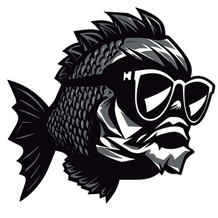 Tribal Fish with sunglasses. Vector illustration ready for vinyl cutting.のイラスト素材