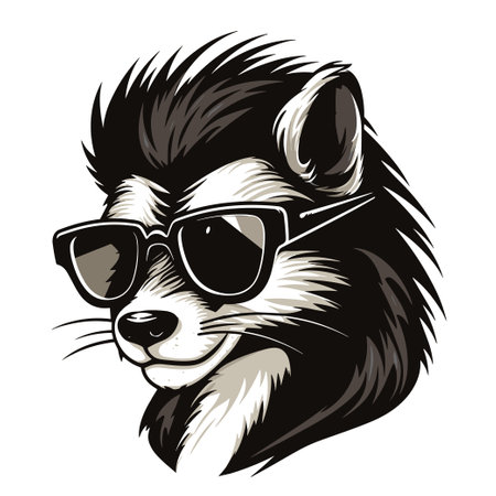 Portrait of a Pomeranian in sunglasses. Vector illustration.のイラスト素材