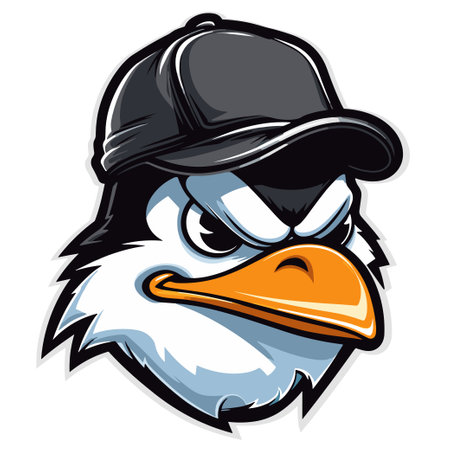 Vector illustration of head of penguin wearing cap and baseball cap.のイラスト素材