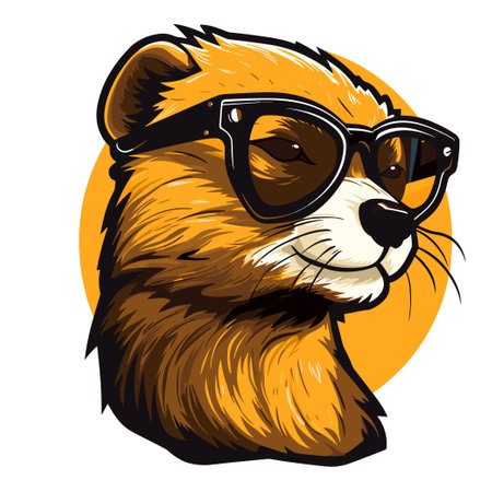 Cute dog in sunglasses. Vector illustration on a white background.のイラスト素材