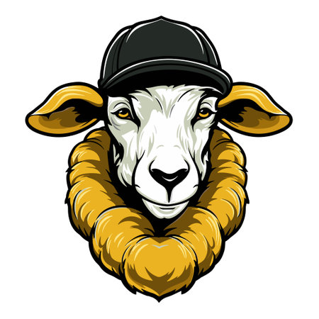 Sheep head with a cap. Vector illustration for your design.のイラスト素材