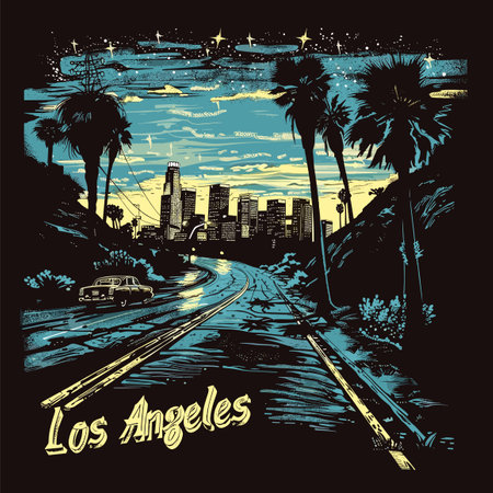 Vector illustration of Los Angeles, California. T-shirt print designのイラスト素材