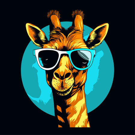 Giraffe head in sunglasses. Vector illustration for your design.のイラスト素材