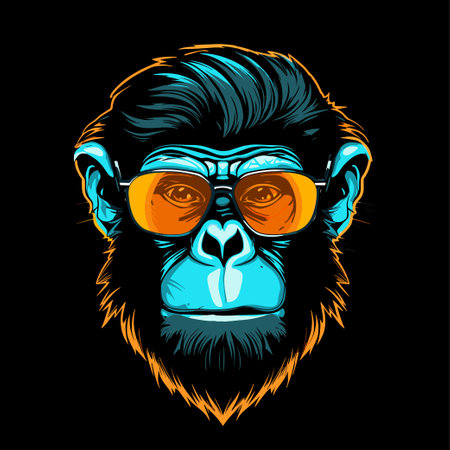 Chimpanzee monkey with glasses. Vector illustration for your designのイラスト素材