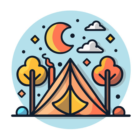 Camping tent icon in flat style. Vector illustration. Camping concept.のイラスト素材