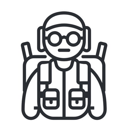 Backpacker icon vector isolated on white background for your web and mobile app design, Backpacker logo conceptのイラスト素材